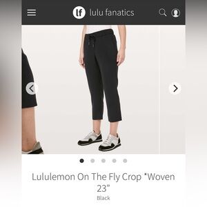 Lululemon On The Fly Cropped Woven Black Sz 4